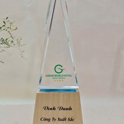 Kỷ niệm chương pha lê đế gỗ