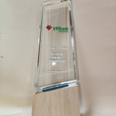 Kỷ niệm chương pha lê đế gỗ