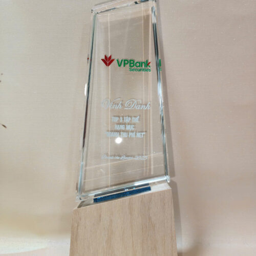 Kỷ niệm chương pha lê đế gỗ