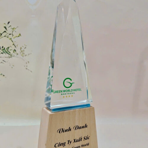 Kỷ niệm chương pha lê đế gỗ